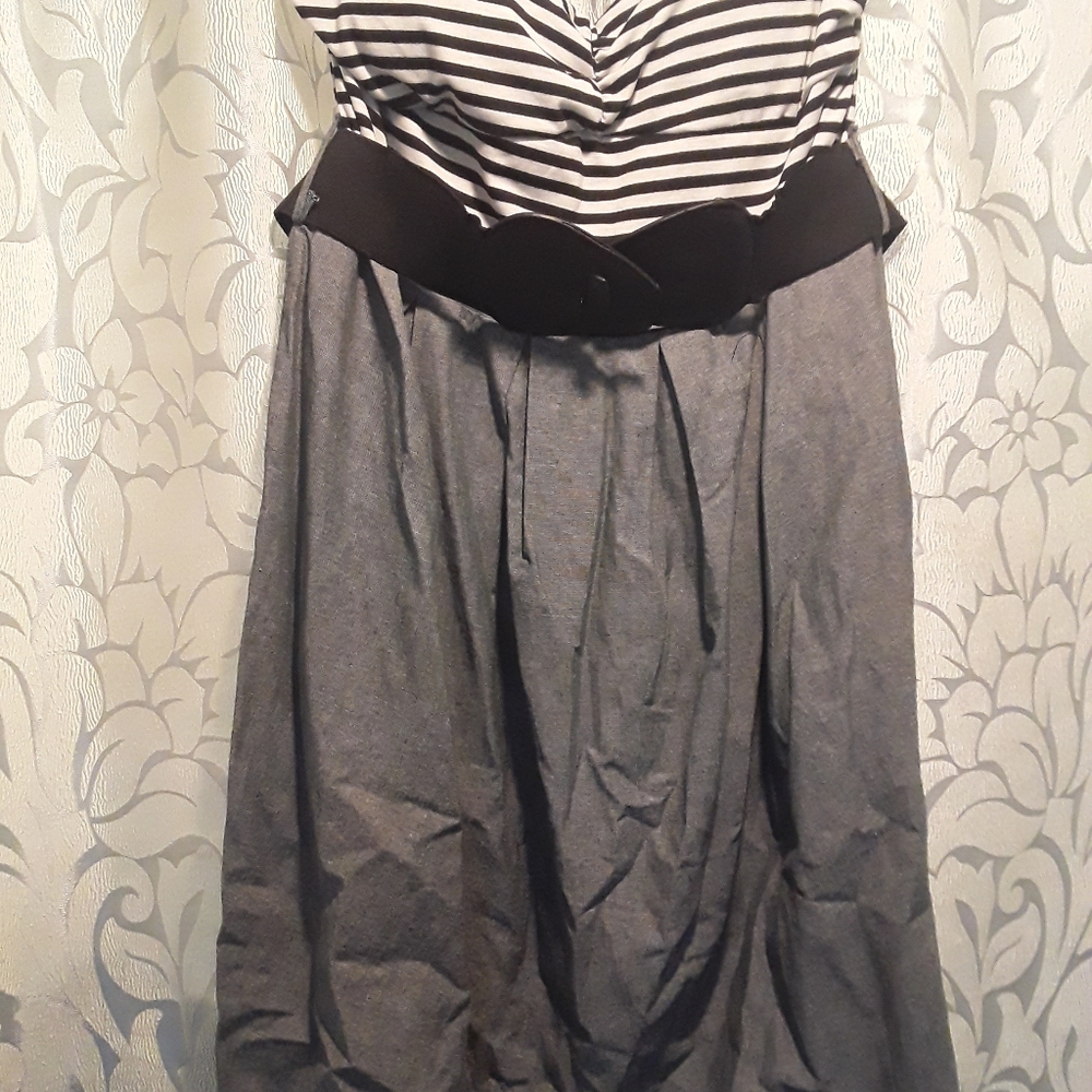 Gray black striped dress